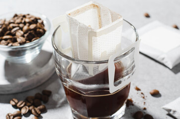 Drip Coffee Bag in a Cup, Coffee Trend, Quick Way to Brew Ground Coffee
