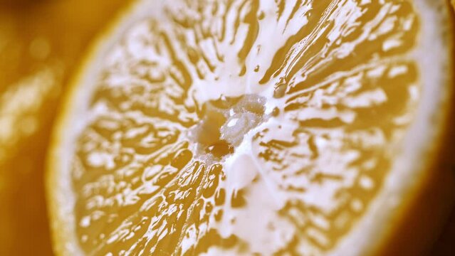 Lemon juice drops flowing down