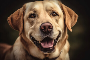 Happy Labrador Retriever. Generative AI.
A digital painting of a very good boy, labrador retriever.  