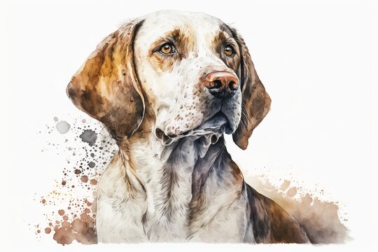 Watercolor dog illustration white background,Generative AI