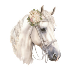 Obraz na płótnie Canvas White horse watercolor. generative ai