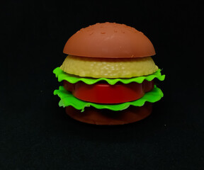 hamburger on black background