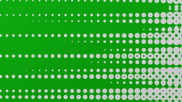 Green and white halftone motion background. Gradient dot backdrop. Wavy circle pattern animation.