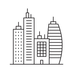 City vector linear icon. Buildings flat sign design. Building symbol isolated pictogram. Real estate UX UI icon symbol outline sign 
