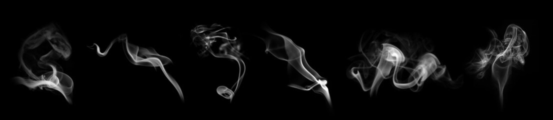 Collection of white smoke on black background