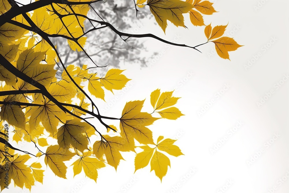 Wall mural leaves on a maple tree turn yellow in the fall. generative ai