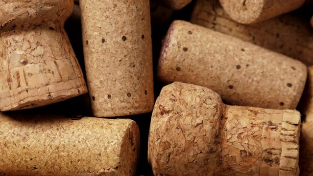 A lot of used wine corks, closeup. Winery background
