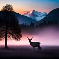 a proud deer on a field, AI generated