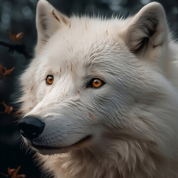 White wolf closeup face. Generative AI. #4
