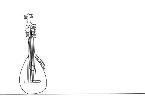 recommend clip art: Torban one line art. Continuous line drawing of music, instrument, folk, musical, ukrainian, culture, acoustic, ethnic, lute, kobza, traditional, mandolin, string