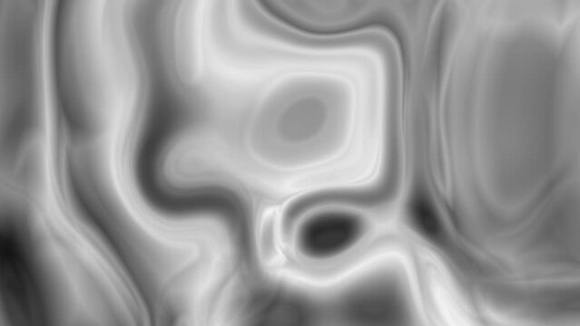 Motion of abstract gray and white liquid marbled texture or fluid art pattern. Motion of wavy and curvy background.