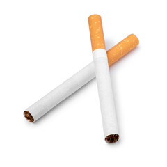 Pair of cigarettes isolated on white background