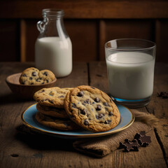 Cookies and milk. Ai Generated