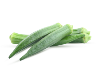 Raw okra or ladyfingers isolated on transparent.