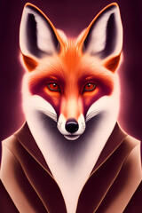 Obraz premium Surreal portrait of a fox in clothes, dressing up