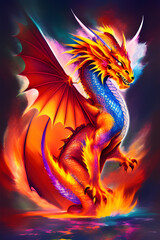 fiery majestic terrible and evil dragon, generative ai