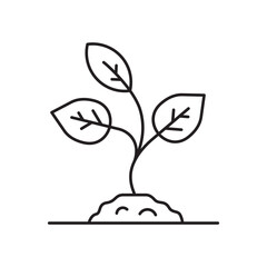 Planting vector line icon. Seedling flat sign design. Planting nature leaf symbol pictogram. UX UI isolated icon of seedling planting leaf. Linear icon outline seed symbol