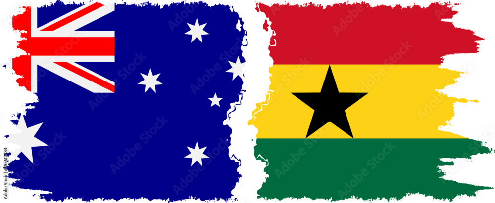 Wall mural Ghana and Australia grunge flags connection vector - Wall murals