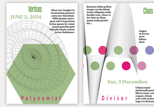 A4 Flyer 3D Geometric Wireframe Shape Simple Layout Science Event