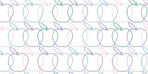Fun apple seamless pattern. Vector illustration for card, banner, invitation, social media post, poster, mobile apps, advertising.