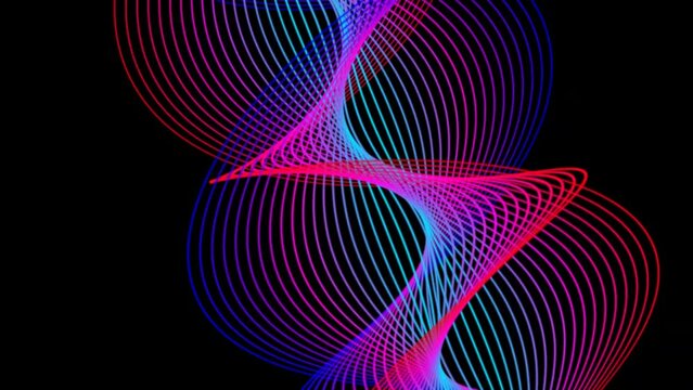 Abstract multicolor wave lines particles curve dots lines with movement on isolated motion background