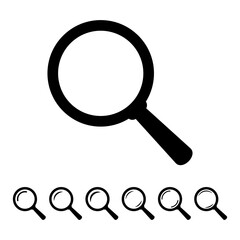 Magnifying glass icon. Search icon, vector magnifier or loupe sign.