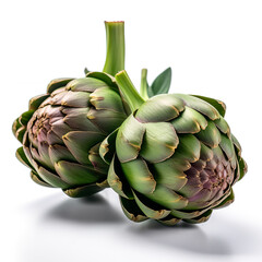 Obraz premium Artichokes on white background. Generative AI.