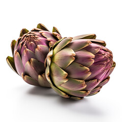 Artichokes on white background. Generative AI.
