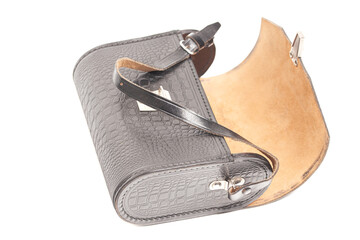 crocodile leather bag isolated on white background