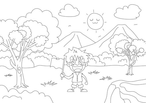 Coloring page illustration for kids premium vector