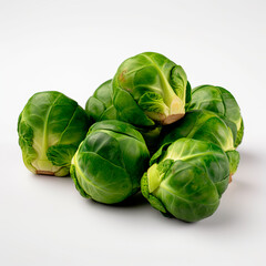 Obraz premium Brussels sprouts on white background. Generative AI.