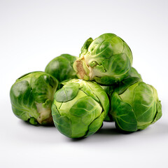 Obraz premium Brussels sprouts on white background. Generative AI.