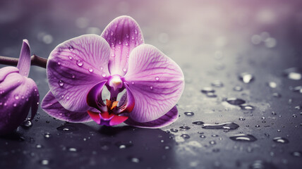 purple orchid with drops