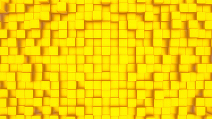 3d cubes surface abstract gold yellow illustration. Background of yellow 8K image squares with shadows