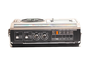 Retro ghetto radio boom box cassette recorder from 80s.. top view