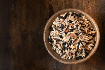 Uncooked Wild Rice Blend in a Bowl