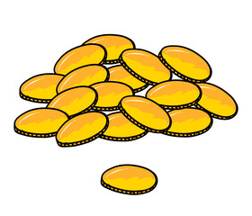 Cartoon of Gold Money Coin. Perfect for Finance, Banking, Investment and Business Related Designs. 
