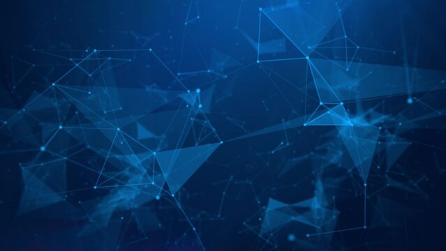 animated futuristic blue abstract fractal plexus pattern background, technology network connection motion concept
