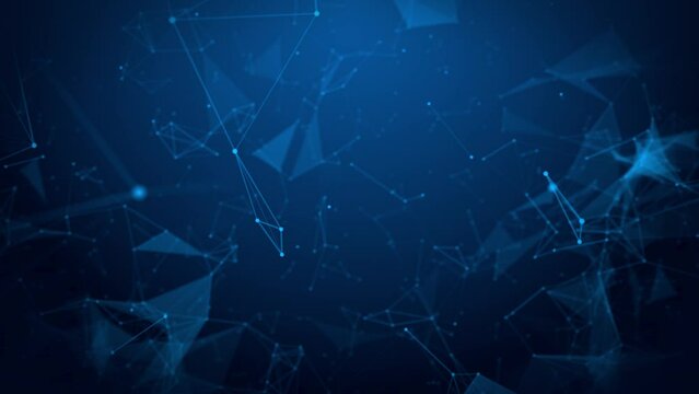 animated futuristic blue abstract fractal plexus pattern background, technology network connection motion concept