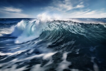 surfing sea water liquid cool wave blue nature ocean crash. Generative AI.
