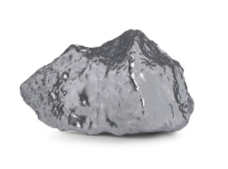 One shiny silver nugget on white background