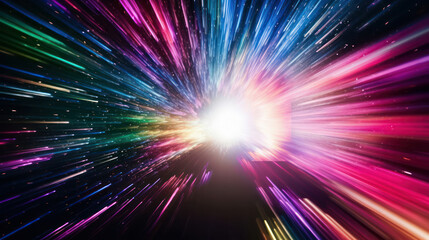 Fototapeta premium Abstract color design background .Tunnel motion blur colorful space nebula black hole many colors . Generative AI