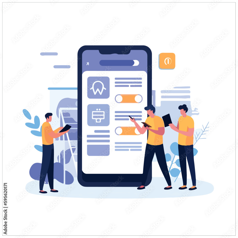 Wall mural product team programming mobile app