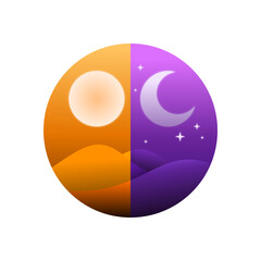 Night and day vector illustration on circle