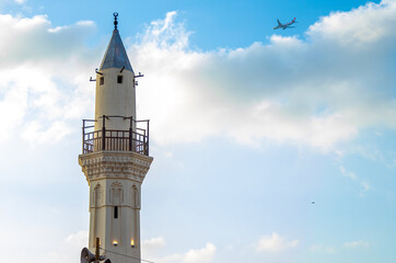 Fototapeta na wymiar The minaret, Mosque of Amr Ibn al-Aas 