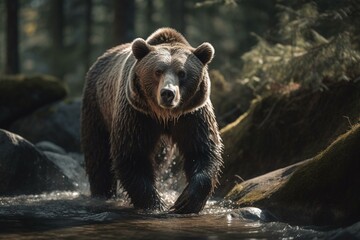 Obraz na płótnie Canvas Wild bear in the wilderness. Photo 06. Generative AI
