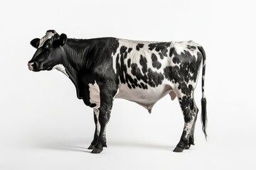 Cow standing on green grass, Black and white color, farm animal (Ai generated)