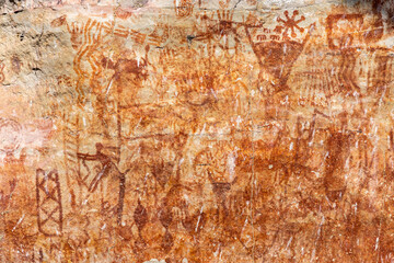 Cerro Azul Chiribiquete rock paintings, close to San José del Guaviare, Colombia - 595624788