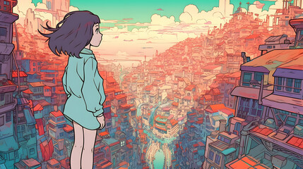 Digital Art", "Sci-Fi Dreams of a Young Girl in a Futuristic Asian Cityscape