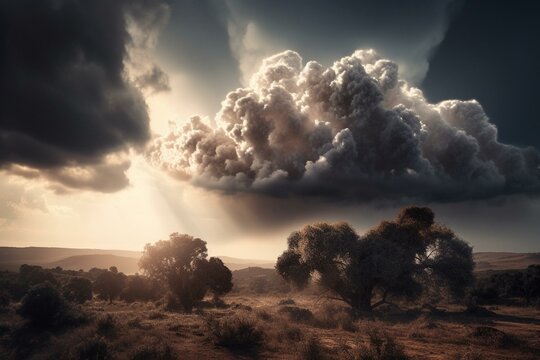 Fortuitous formation of clouds creating a stunning natural scenery. Generative AI